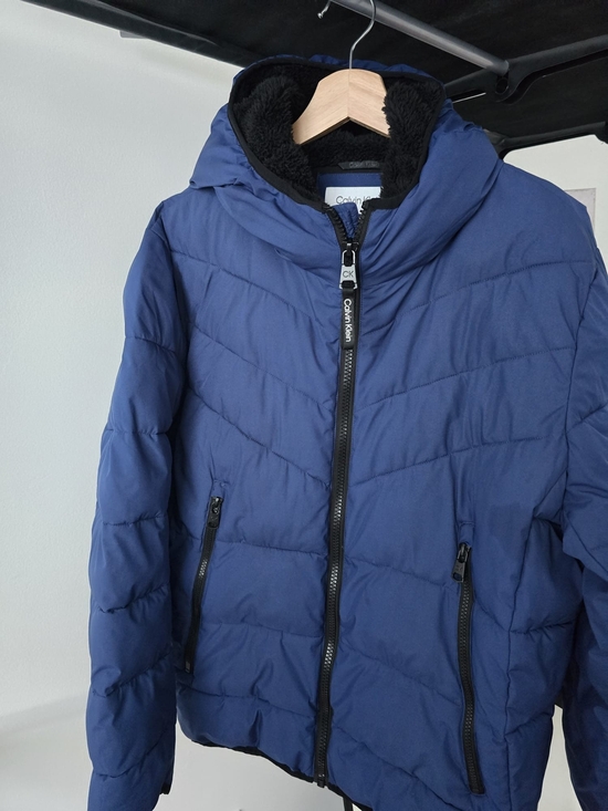 Calvin Klein Other - Calvin Klein Men's Blue Hooded Puffer Jacket Sherpa Lined Hood